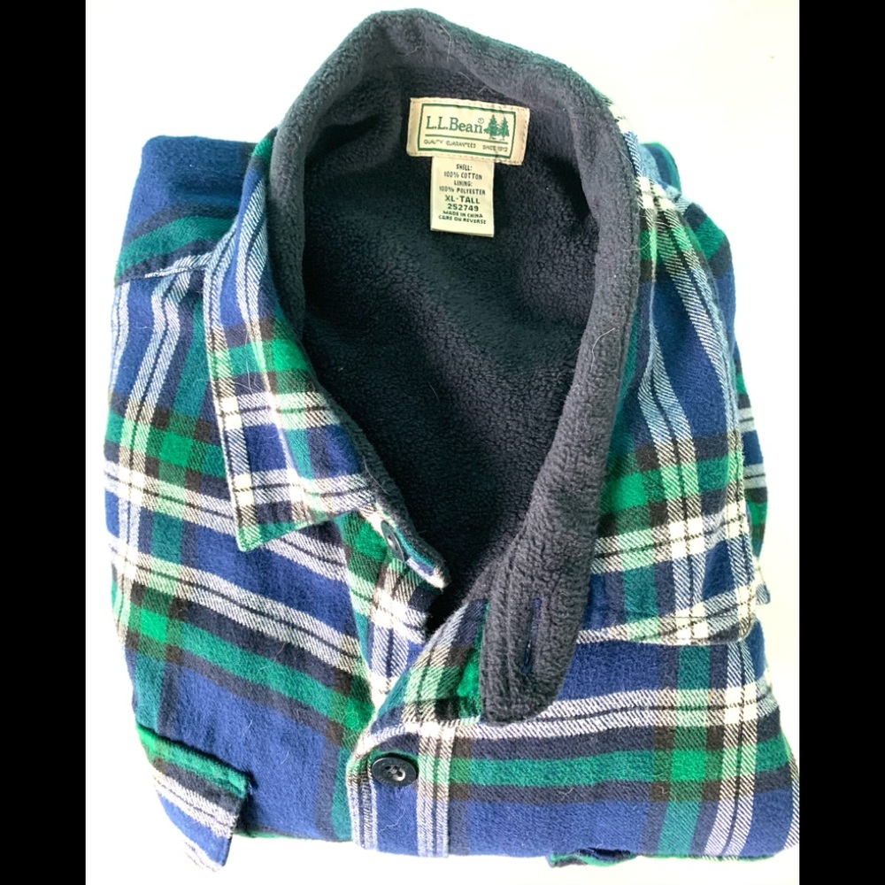 LL Bean XLT Lined Flannel Shirt R2032